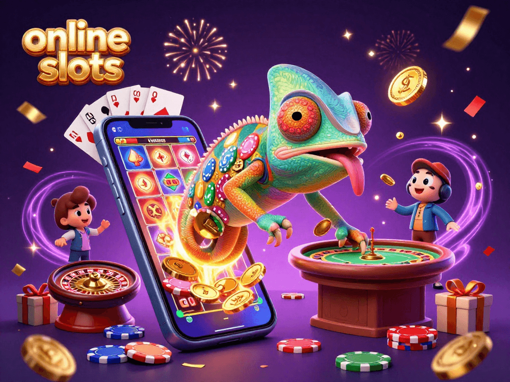 Engage with exciting online slots featuring colorful reels and jackpots amidst dynamic characters.