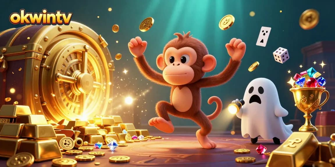 Experience thrilling gambling fun with okwintv as a mischievous monkey juggles coins in a haunted casino.