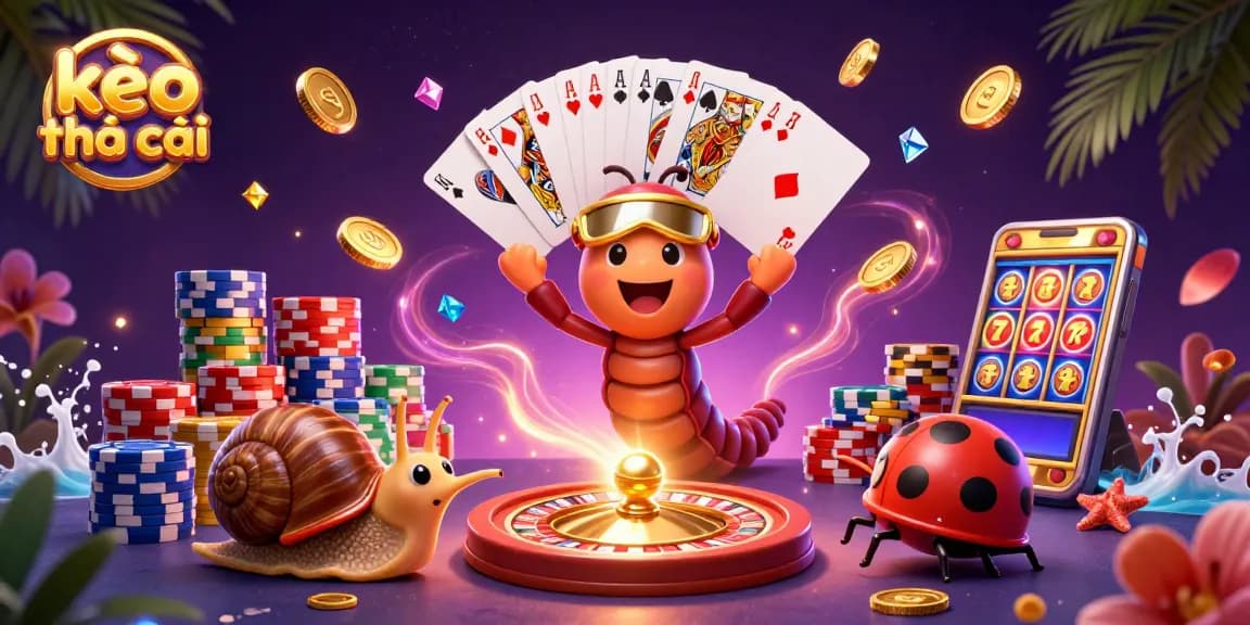 Engage with the vibrant excitement of online gambling at kèo nhà cái featuring animated casino characters.