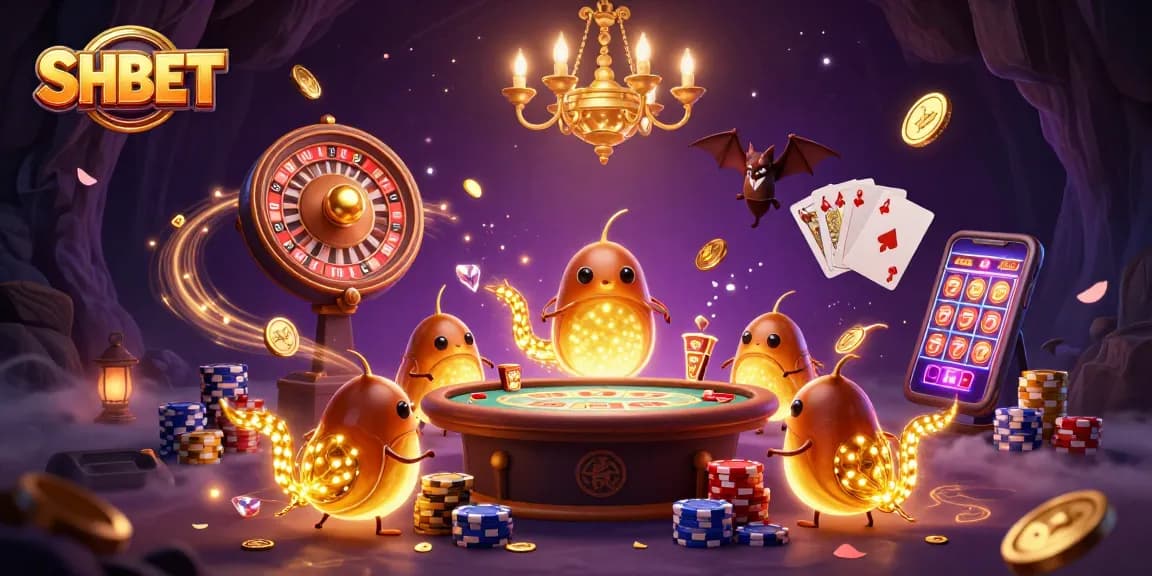 Experience the excitement of SH BET with captivating glowworms lighting up a dynamic casino scene.
