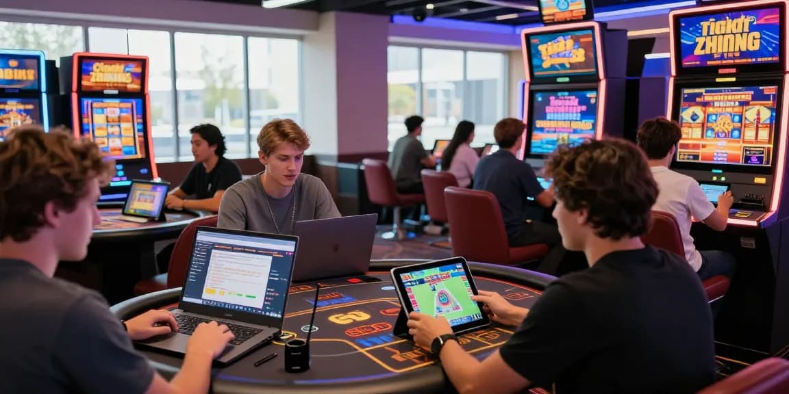 Vibrant online casino scene at https://ashbydelazouchmuseum.org.uk/ featuring diverse players, modern gameplay, and neon lighting for 2026.