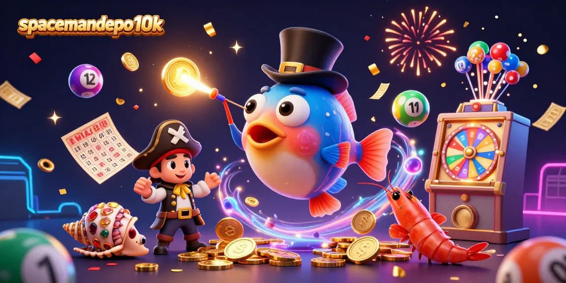 Experience big wins at spacemandepo10k with a vibrant 3D casino scene filled with playful characters and colorful gaming elements.