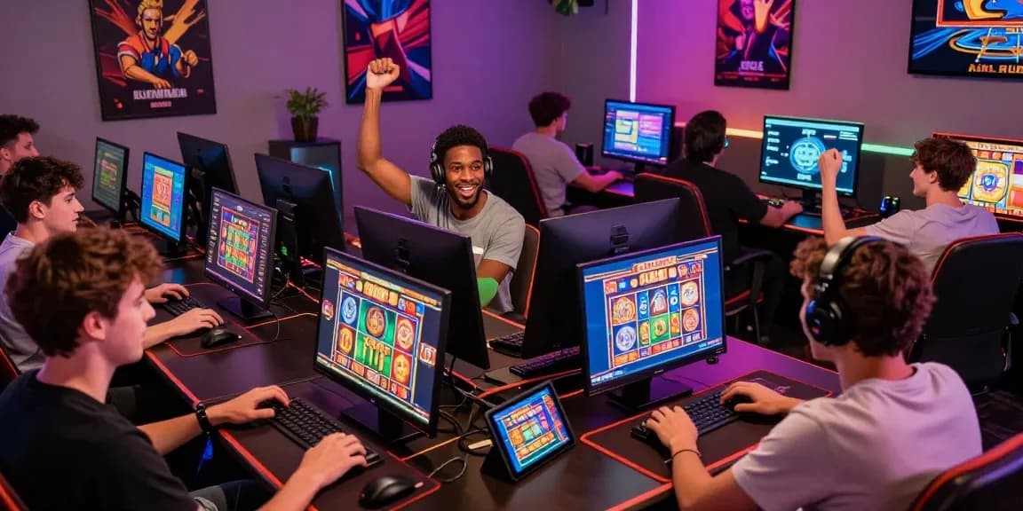 Players enjoying diverse games at non UK casinos, showcasing excitement in a vibrant gaming environment.