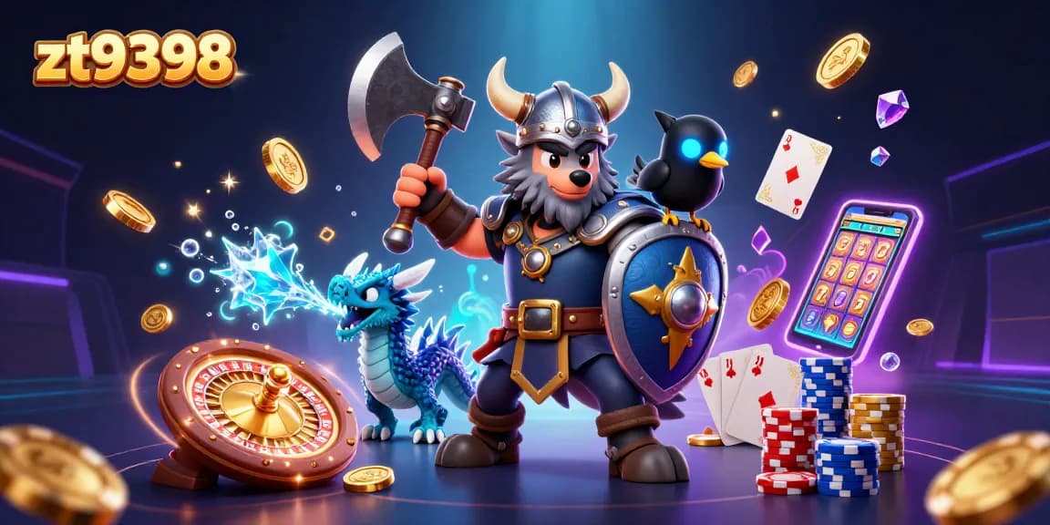 Experience thrilling wins at zt9398 with a vibrant 3D casino scene full of riches.