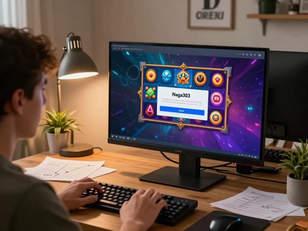Naga303 login interface displayed on computer during an engaging online slot gaming session
