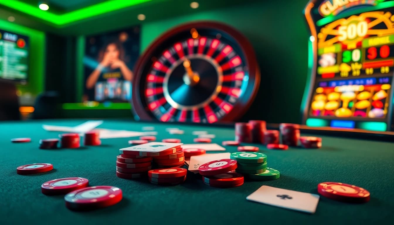 Engage with the elegance of online gambling at https://f8bet.net.in/, featuring a vibrant poker table and dynamic roulette wheel.