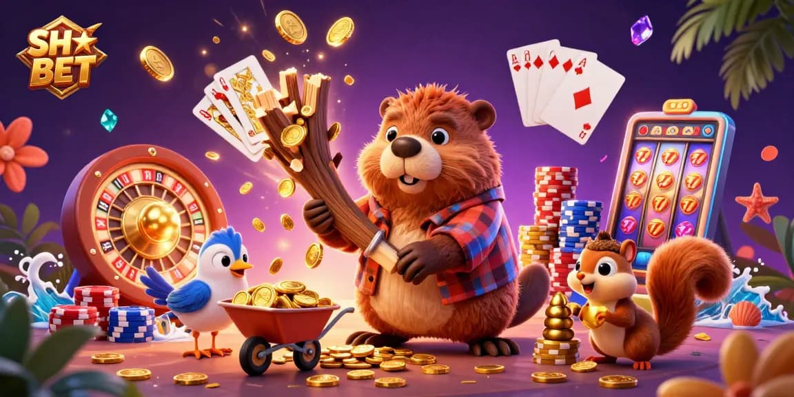 Spin and win with SH BET's 3D beaver casino world, filled with gold coins and excitement!
