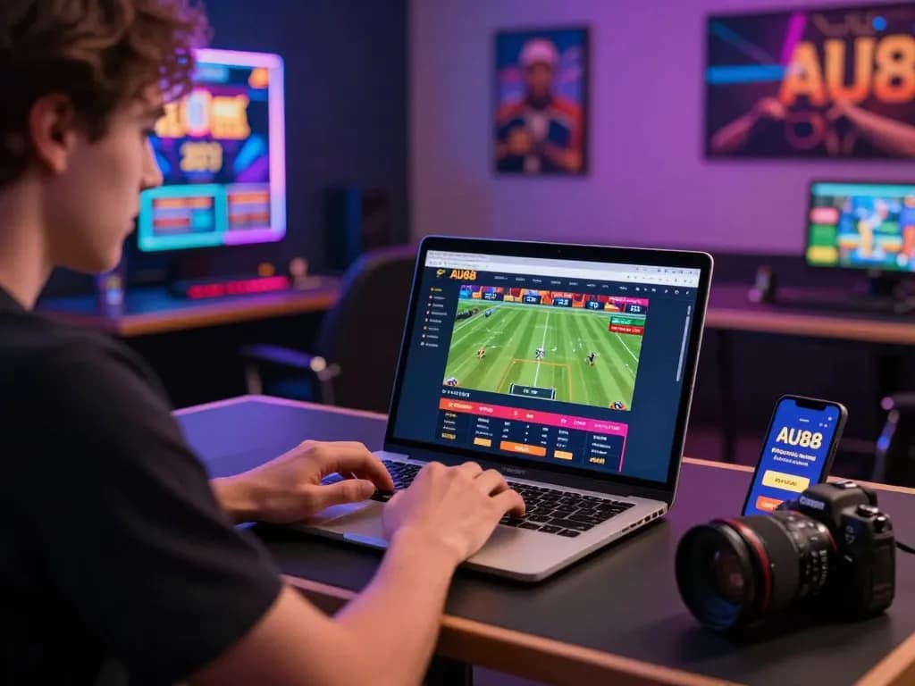 Player engaging with AU88 online betting platform, showcasing exciting game interface