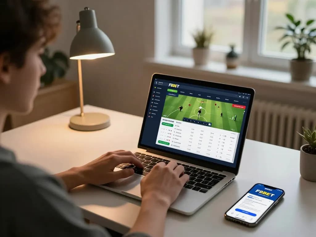 Placing bets on F8BET app while following live sports matches online setup.