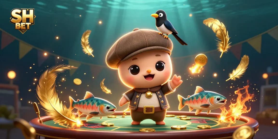 Bet on exciting adventures with SH BET featuring a cute Nessie and friends amidst a vibrant casino scene