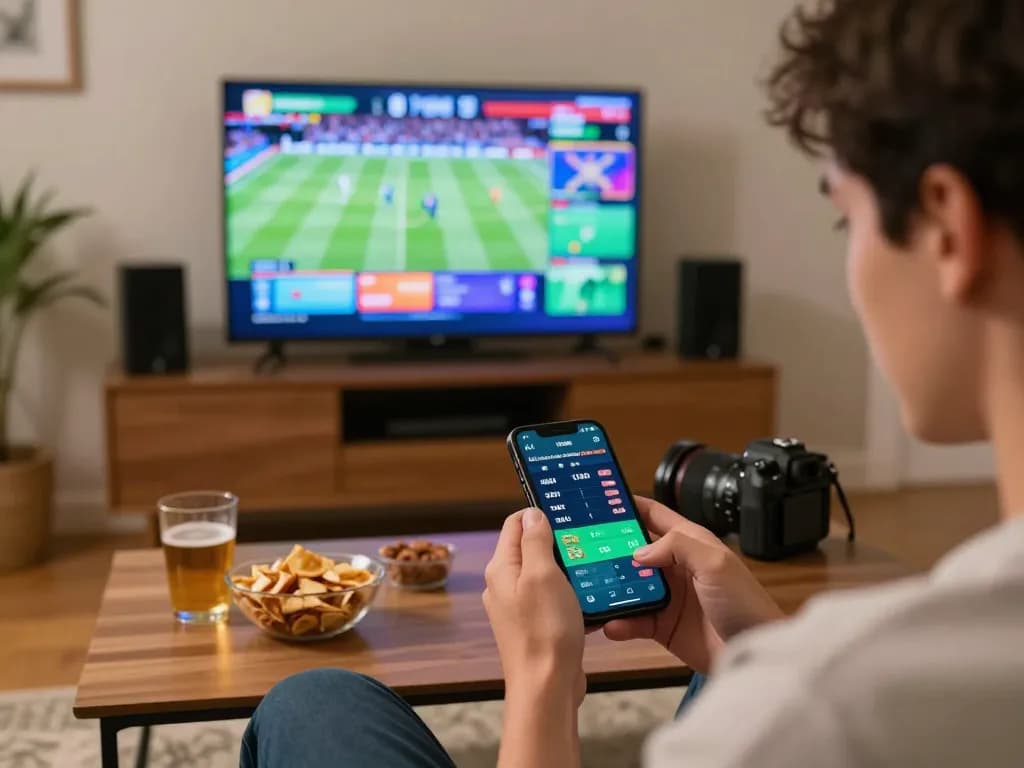 Engage with sports betting using the lv88seo app on a smartphone during a home viewing party