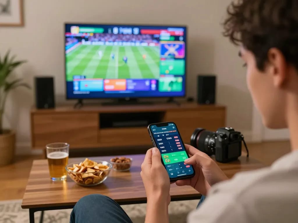 Engage with sports betting using the lv88seo app on a smartphone during a home viewing party