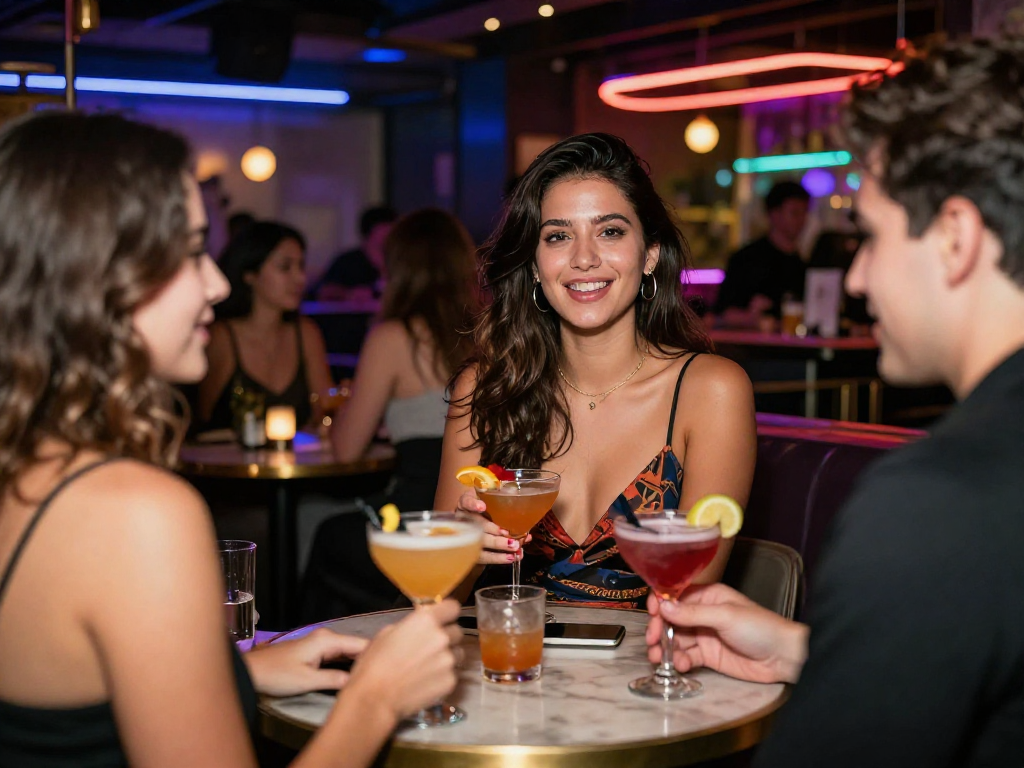 Gái gọi tận hưởng cuộc sống về đêm tại quán bar sang trọng.
