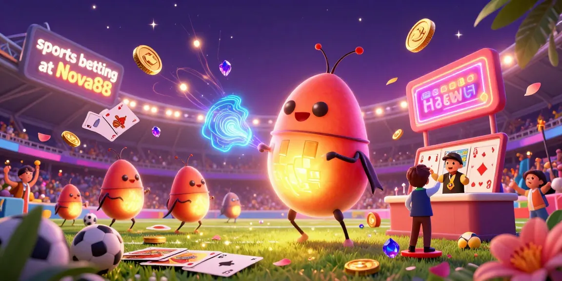 Engage in exciting sports betting at Nova88 as vibrant betting elements and a lively atmosphere light up the scene.