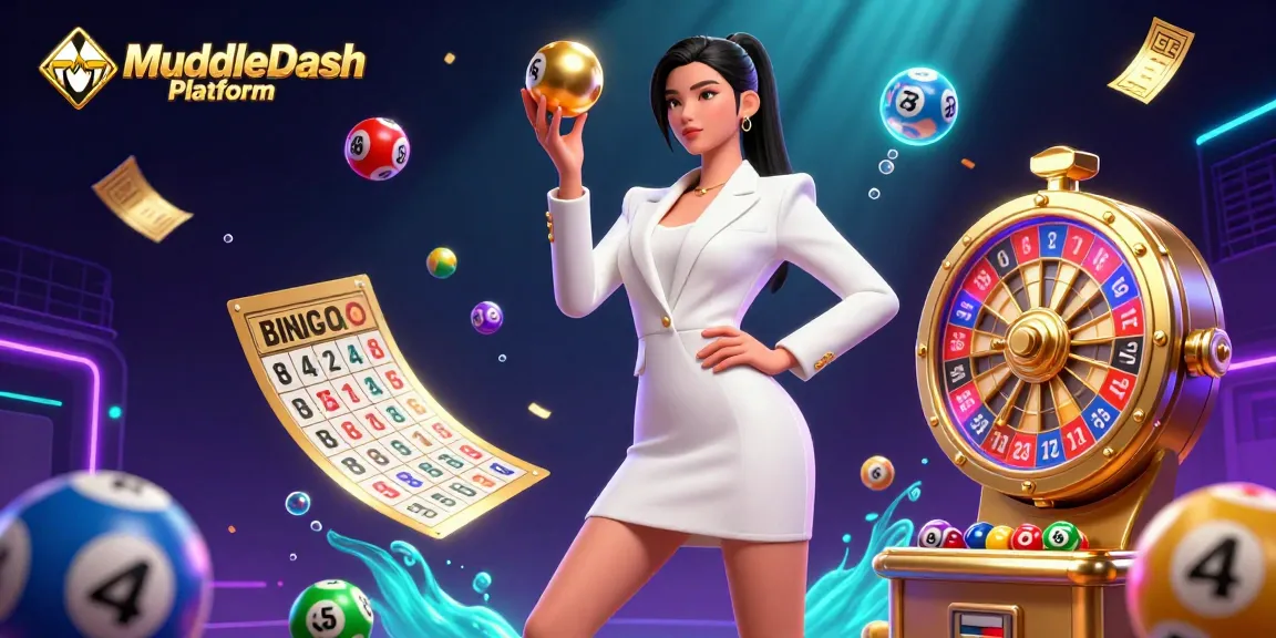 Engage with MuddleDash Platform through dynamic gaming excitement in a vibrant casino scene.