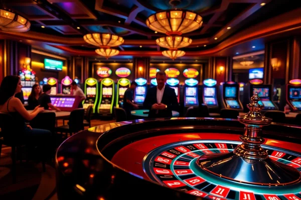 This vibrant casino scene at http://febet7.club/ features players engaged in strategy at a roulette table, highlighting excitement.