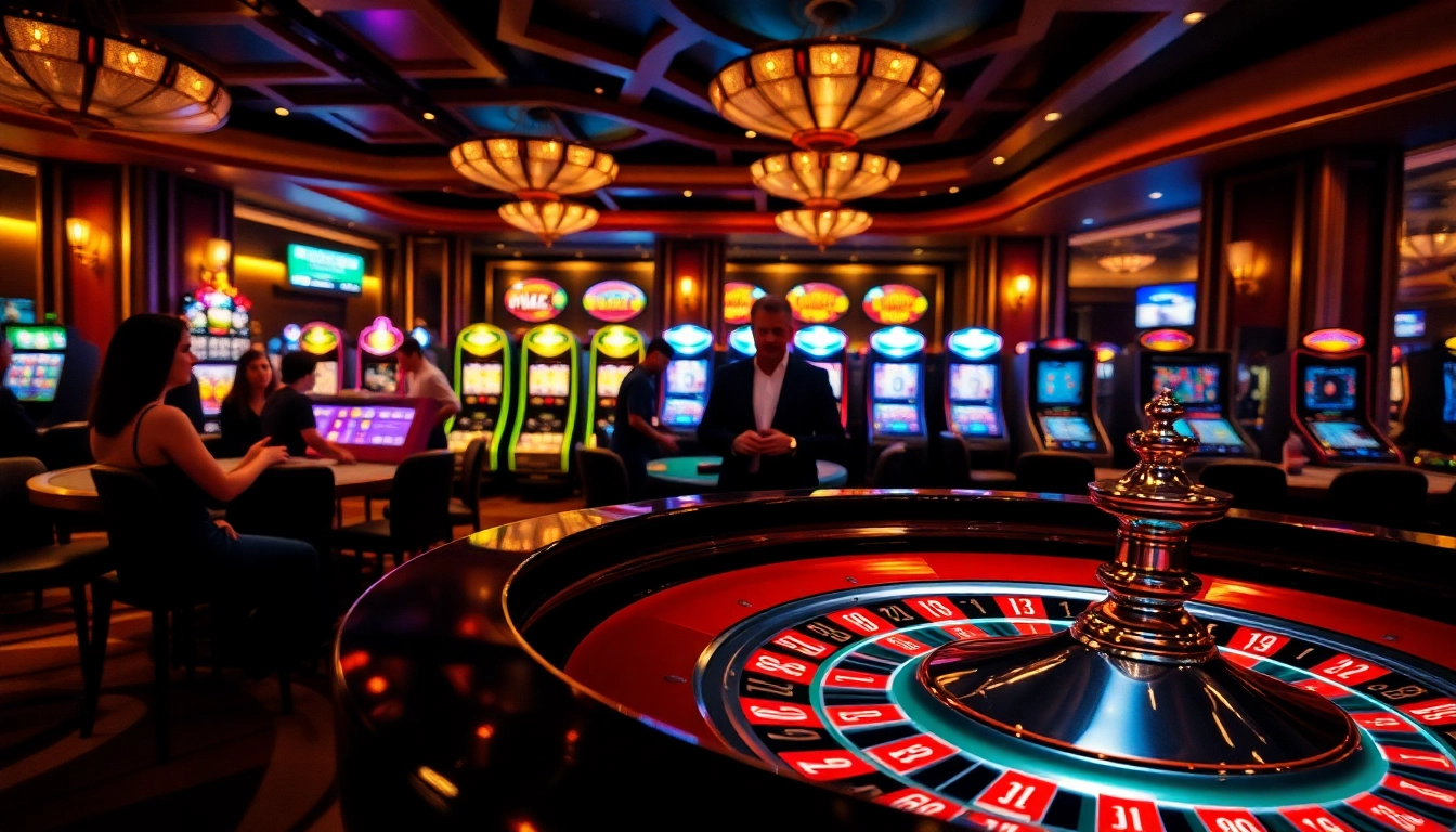 This vibrant casino scene at http://febet7.club/ features players engaged in strategy at a roulette table, highlighting excitement.