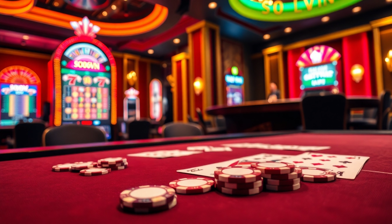 SODO66VN branded roulette table in an upscale casino, showcasing elegant gambling excitement.