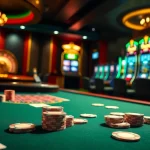 Join the excitement of bk8 สมัครสมาชิก with a vibrant casino scene featuring poker tables and slot machines.