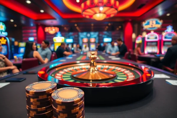 Players immersed in the excitement of a so do casino, featuring vibrant gaming tables and roulette wheels.