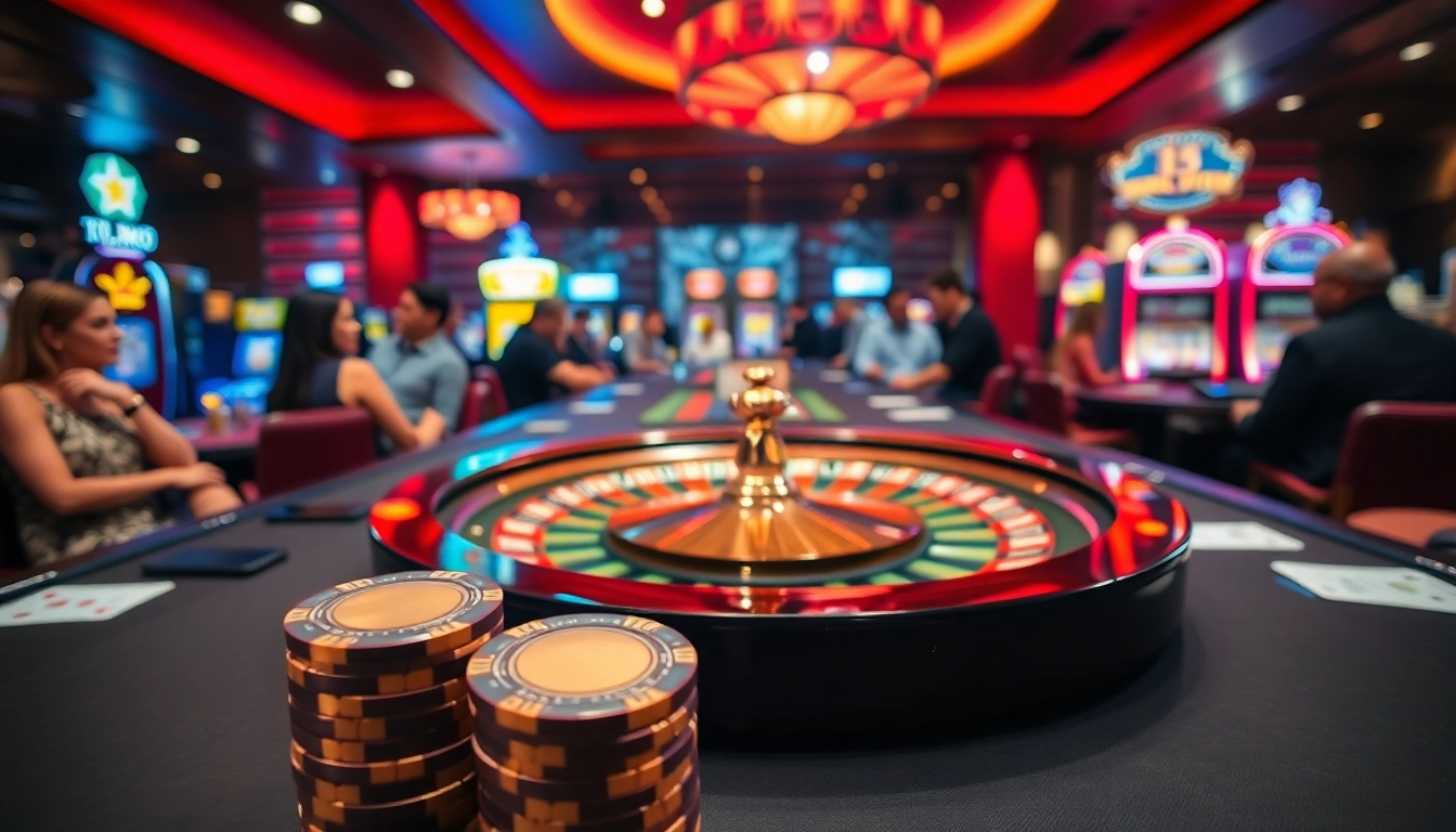 Players immersed in the excitement of a so do casino, featuring vibrant gaming tables and roulette wheels.