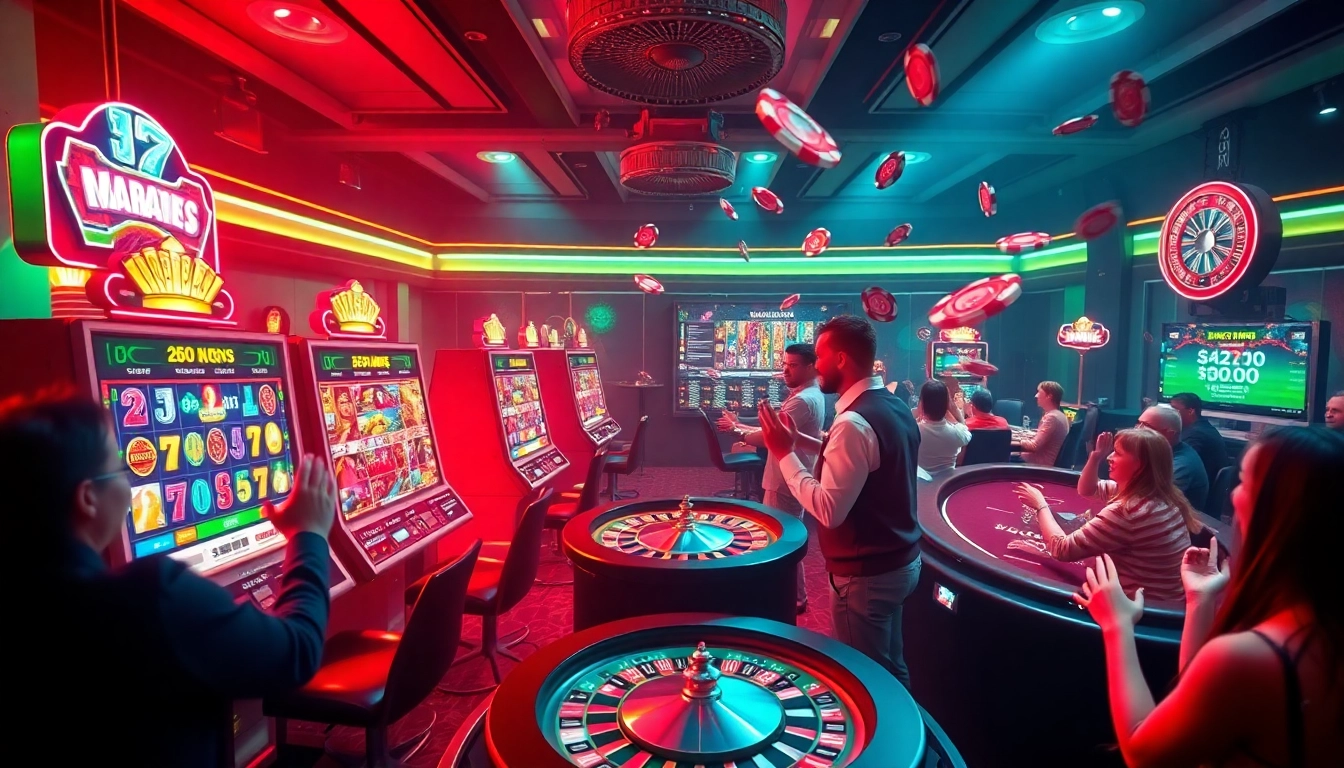 Experience the excitement of daftar nekatwin with vibrant slot machines and energetic players in a digital casino.