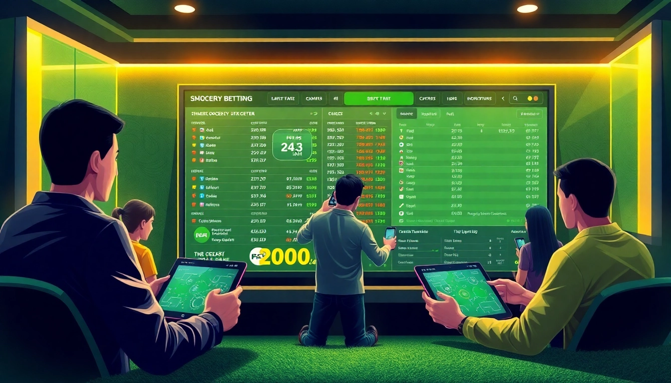 แทงบอลยังไง in an immersive online betting environment showcasing vibrant screens and engaged users.