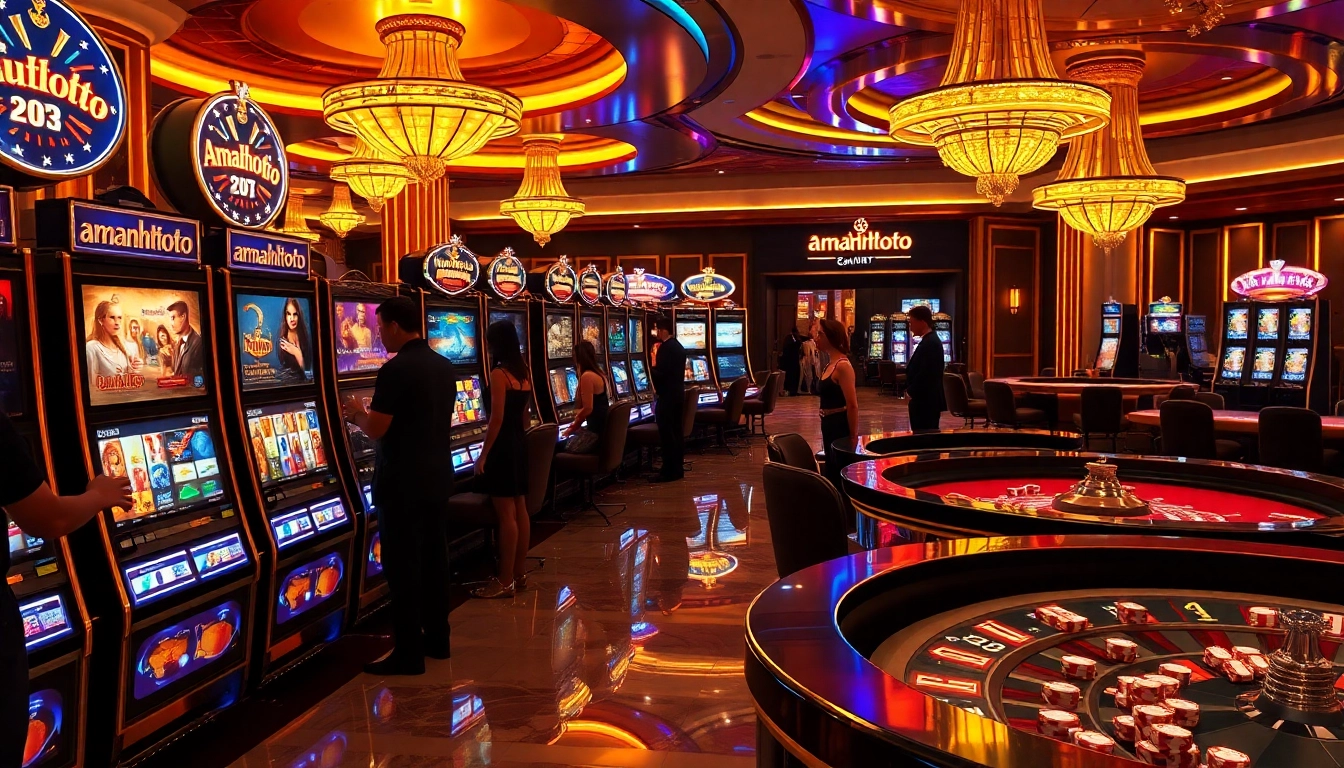 Experience thrilling gameplay at amanahtoto's luxury slot machine area with vibrant themes.