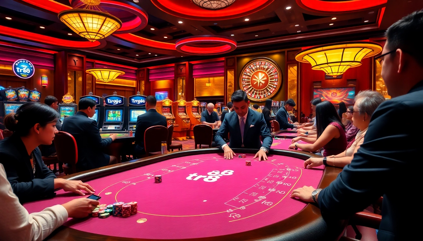 Experience the excitement of tr88 at a luxurious casino table filled with vibrant games.