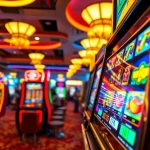 Experience the excitement of rtp slot machines in a lively casino environment full of color and energy.