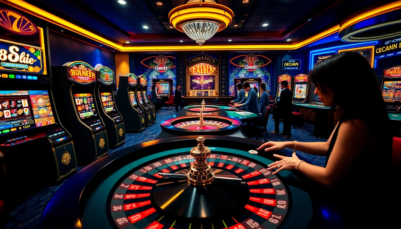 Experience the thrill of online gaming at 66club with vibrant visuals of casino games and players.