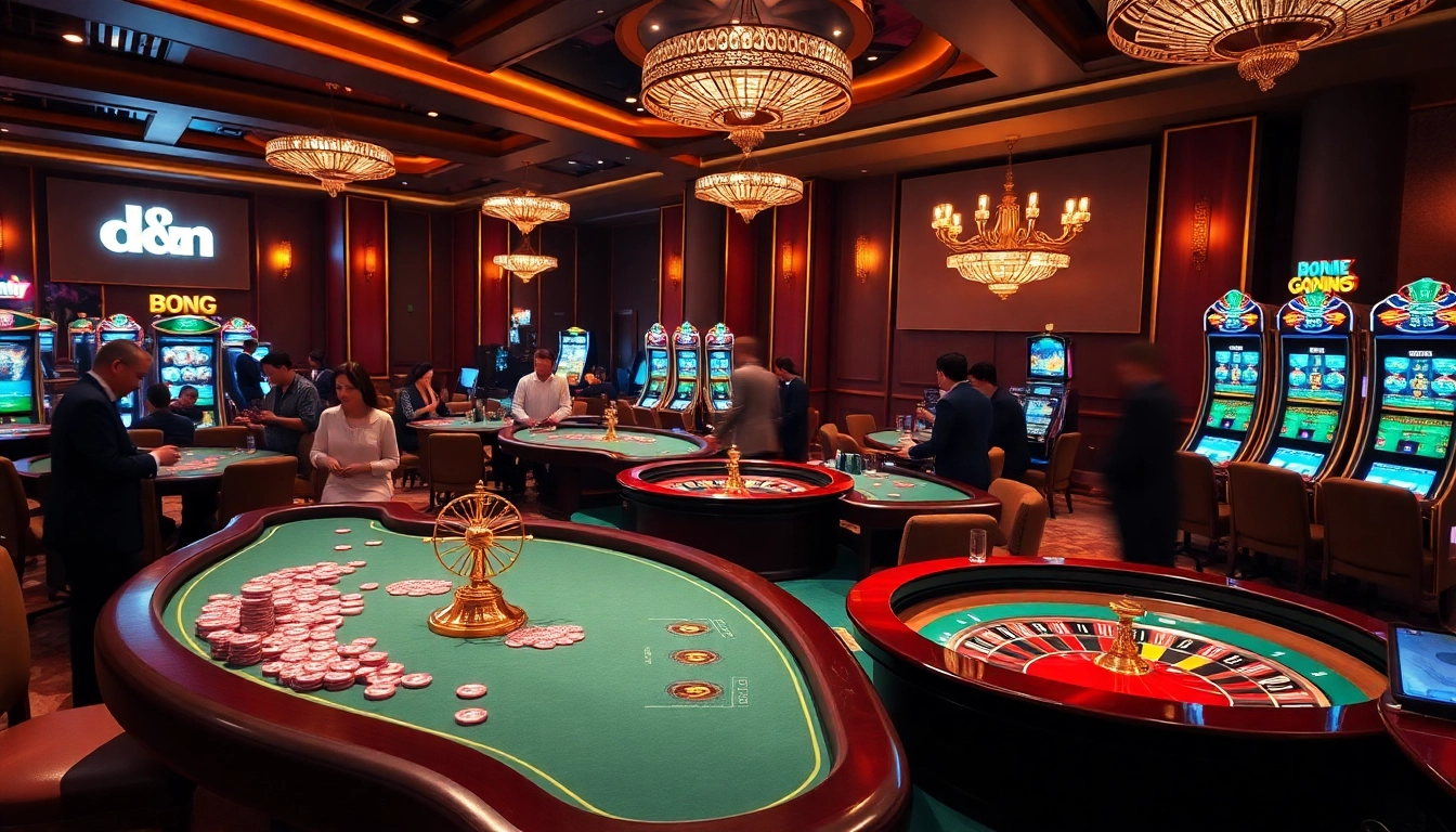 Experience thrilling gameplay at dn 888 in a vibrant casino scene with spinning roulette wheels.
