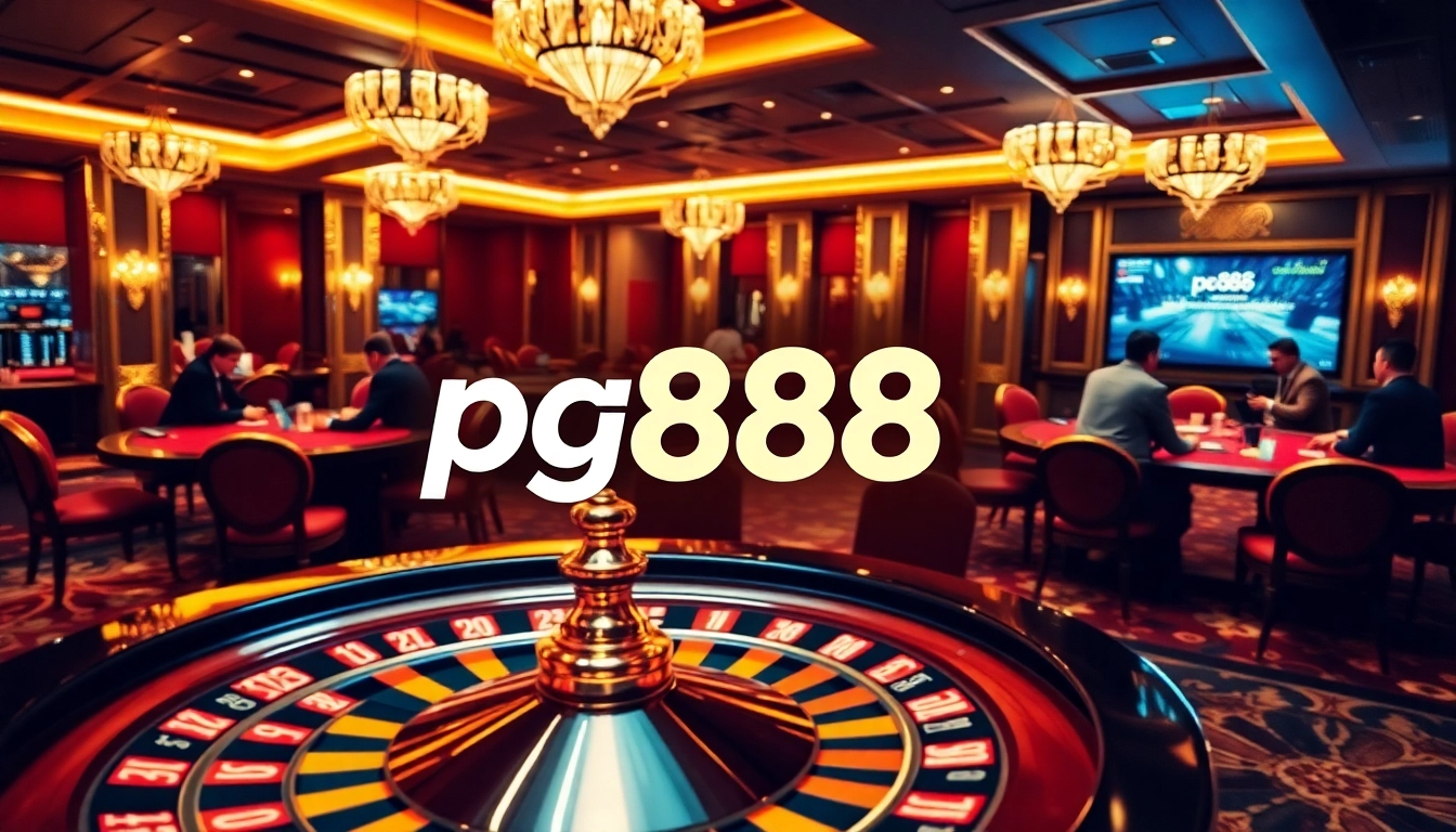 Players enjoying an exciting game at the pg88 casino, highlighting vibrant tables and roulette.